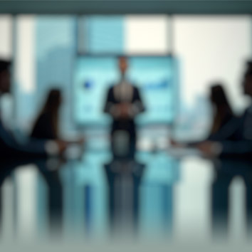 A colour picture of a presentation involving business stakeholders symbolising the interaction with Oakford Group